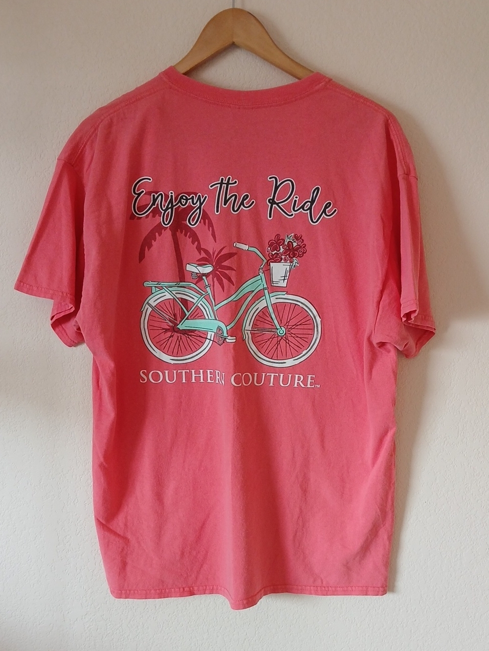 Southern Couture Coral Enjoy The Ride Bike T Shirt